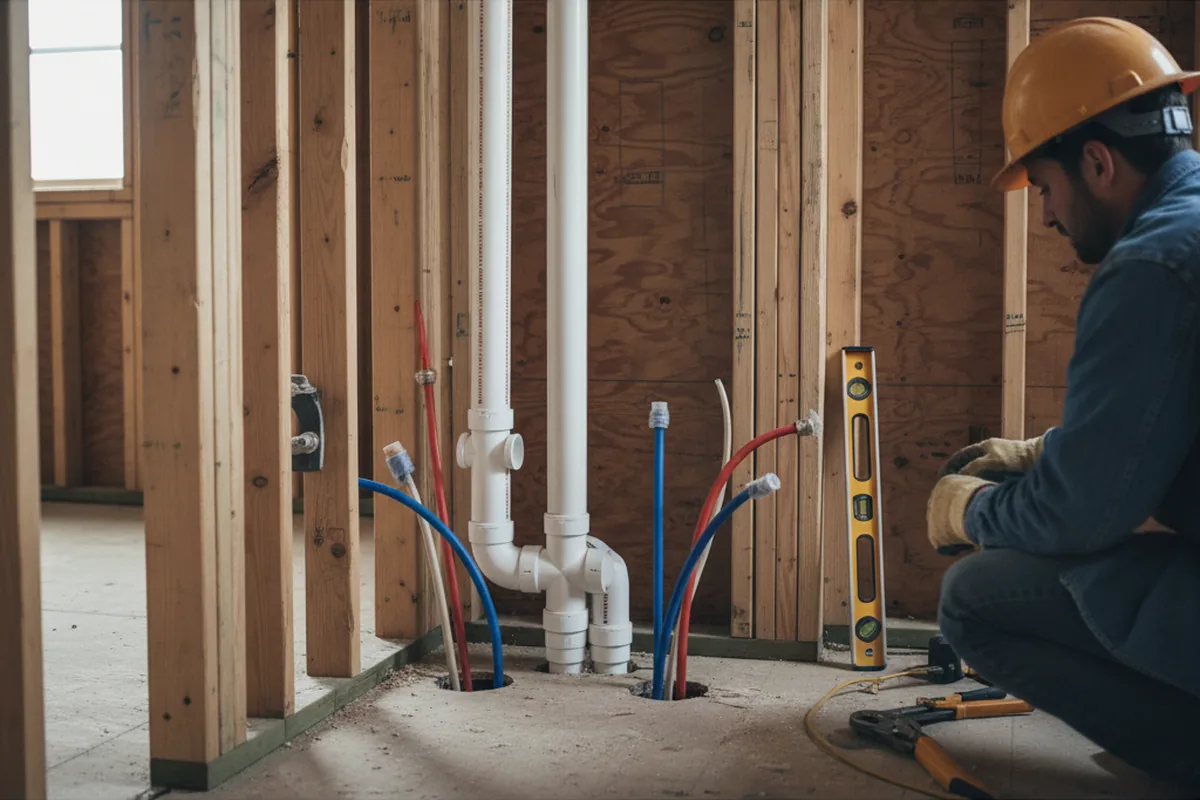 Drain and supply rough-in during Drain Cleaning in Cypress