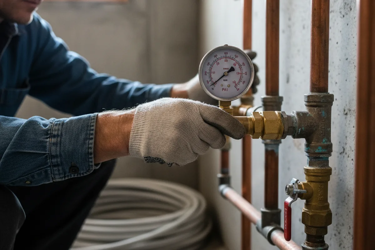 Pressure testing a repaired line during Water Line Repair in Cypress
